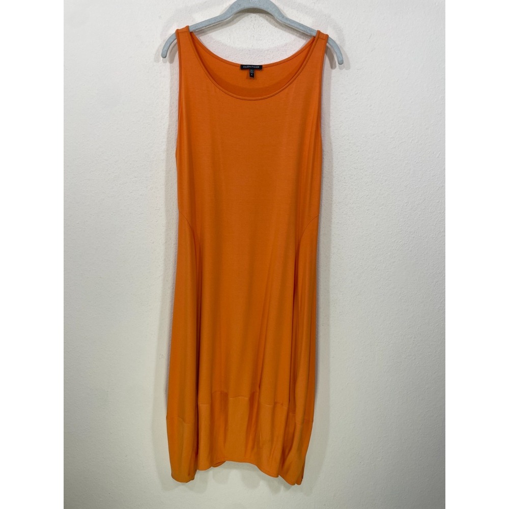 Eileen Fisher Dress XL Orange Stretch Sleeveless Minimalist Comfort Rayon